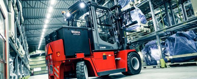 red electric forklift